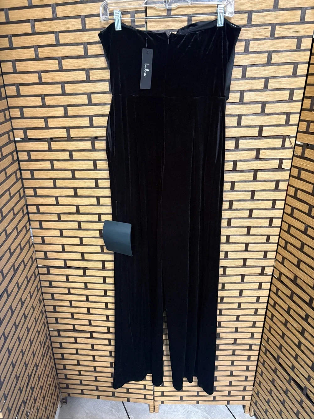 Lulus black bow velvet jumpsuit size large